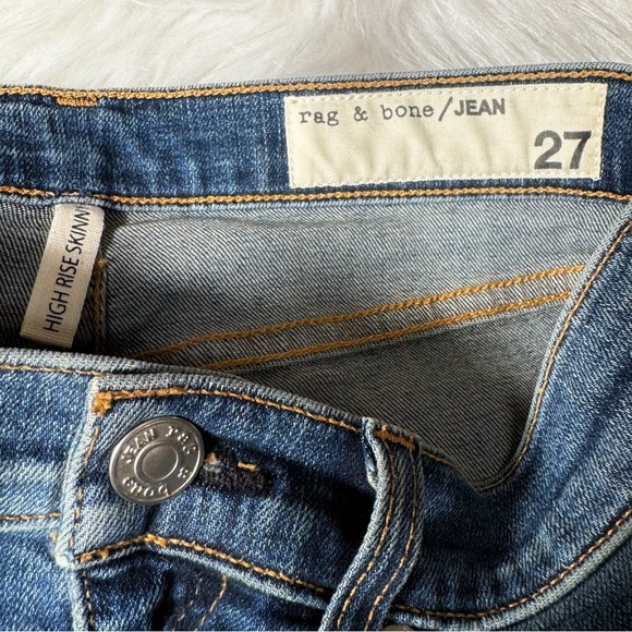 SOLD-Rag & Bone High Rise Vintage Wash Distressed Full Length Ankle Skinny Jeans - Picture 10 of 12